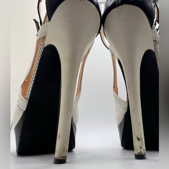 Penny Loves Kenny Black, White and Silver Stiletto Heels - Picture 8 of 16